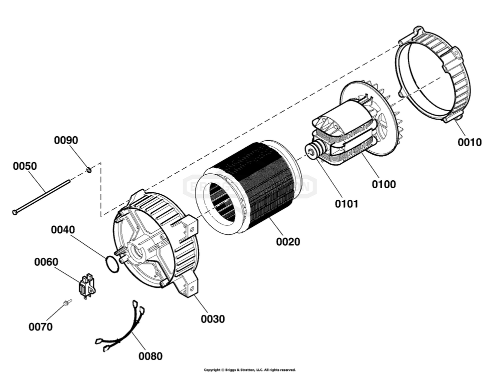 Alternator Group Diagram and Parts List for 040688-01  Briggs and Stratton Generator